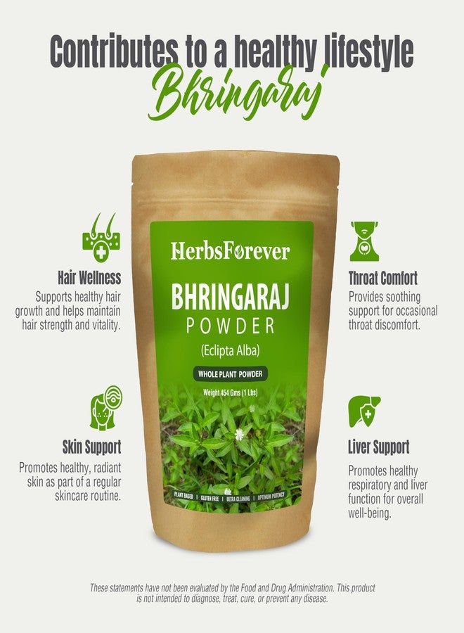 Herbsforever مسحوق نبات البرينجاراج (إكليبتا ألبا) من هيربس فور إيفر - مسحوق النبات الكامل لدعم صحة الشعر وفروة الرأس والكبد - مُقطف بريًا - غير معدل وراثيًا - فعالية مضاعفة | فائق النقاء | خالٍ من الرمل والطين | مُعقّم بالبخار | 16 أونصة - 1 رطل - منتج أيورفيدي فاخر - Image 5